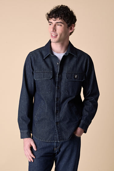 Saharan Denim Jacket, Wash 0, with Phoenix Print Patch on the Back