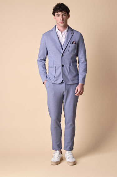 Pantalone Sartoriale Classico in Jersey Melange Blu