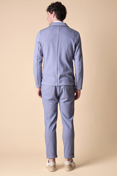 Pantalone Sartoriale Classico in Jersey Melange Blu