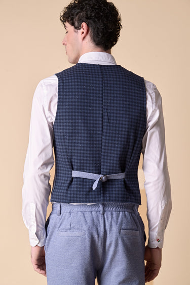 Tailored Vest in Blue Melange Jersey with V2 Fabric Back
