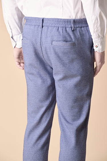 Pantalone Sartoriale Classico in Jersey Melange Blu