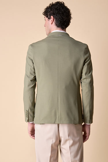 Giacca Monopetto alta sartoria 3D Pesto con interni e pochette in tessuto V2