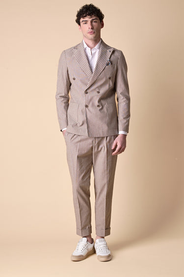 Pantalone alta sartoria Gessato Moro con doppia Pence