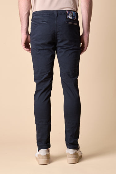 ROMA - Chino in cotone elasticizzato Blu con Salpa in tessuto V2