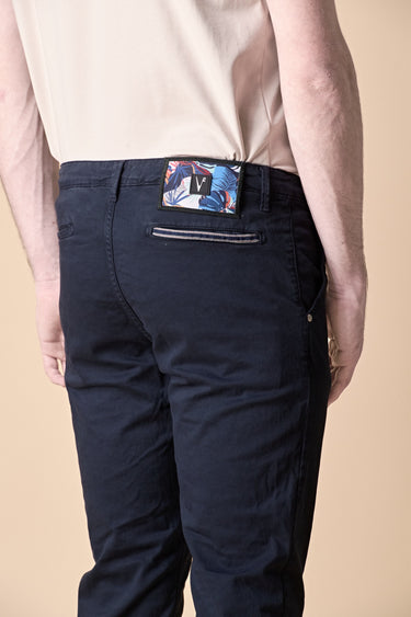 ROMA - Chino in cotone elasticizzato Blu con Salpa in tessuto V2