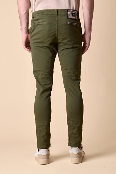 ROME - Military Green Stretch Cotton Chinos with V2 Fabric Label