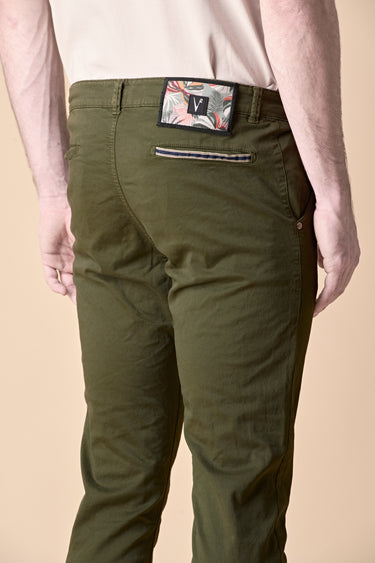 ROME - Military Green Stretch Cotton Chinos with V2 Fabric Label