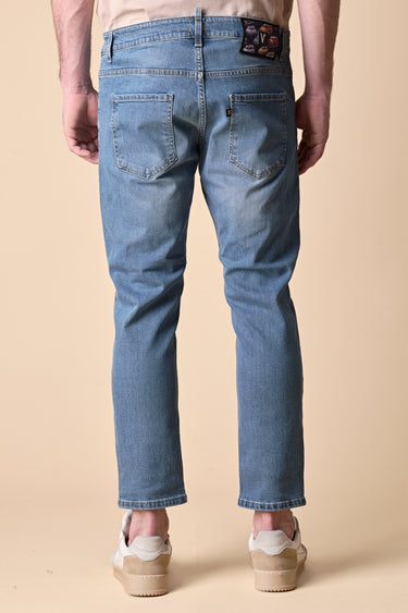 NEW YORK - Jeans Slim Fit - Azzurro con salpa in tessuto V2