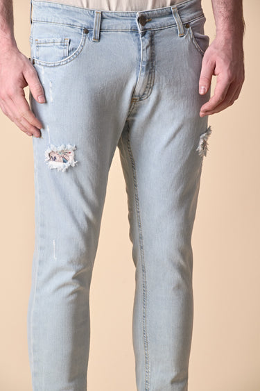 LONDON - Jeans Slim Fit - Lavaggio Marmorizzato con doppia Patch frontale e tasca in tessuto V2