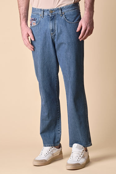 PORTLAND - Jeans Work Over Fit - Azzurro con salpa e taschino in tessuto V2