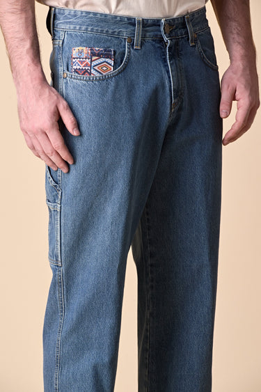 PORTLAND - Jeans Work Over Fit - Azzurro con salpa e taschino in tessuto V2
