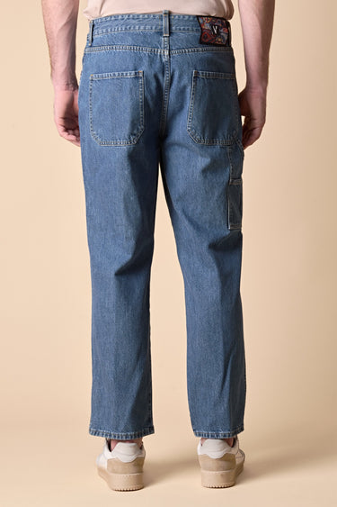 PORTLAND - Jeans Work Over Fit - Azzurro con salpa e taschino in tessuto V2