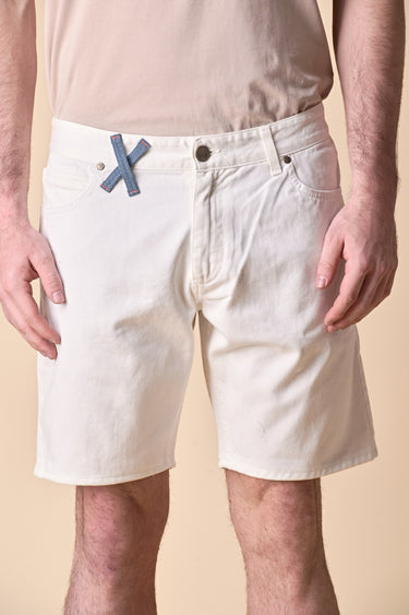 Shorts in Jeans Panna con dettagli e tasca in Jeans Azzurro