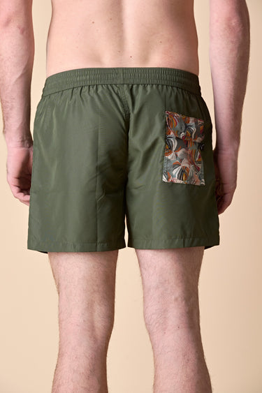 Costume Verde Militare con tasca posteriore fantasia Tropical Verde