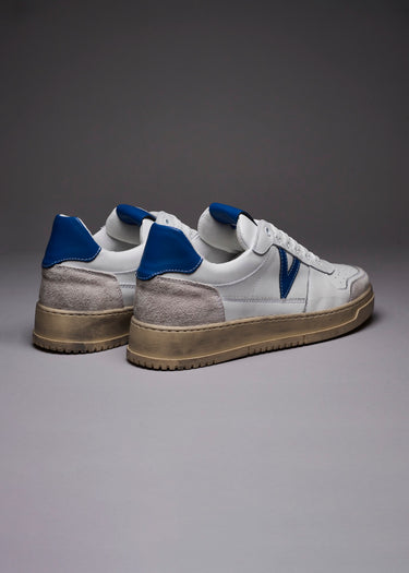 COLLEGE - Sneakers Bianca con retro e inserto Blu Royal