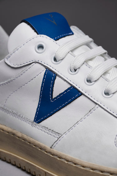 COLLEGE - Sneakers Bianca con retro e inserto Blu Royal