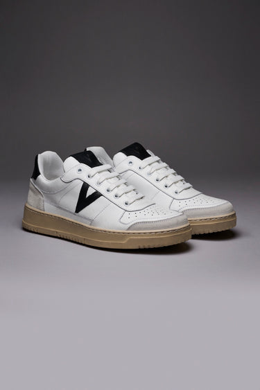 COLLEGE - Sneakers Bianca con retro e inserto in pelle Nero