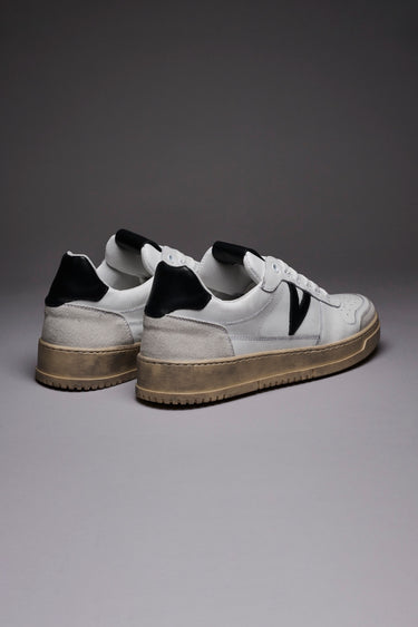 COLLEGE - Sneakers Bianca con retro e inserto in pelle Nero