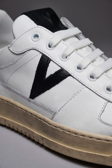 COLLEGE - Sneakers Bianca con retro e inserto in pelle Nero