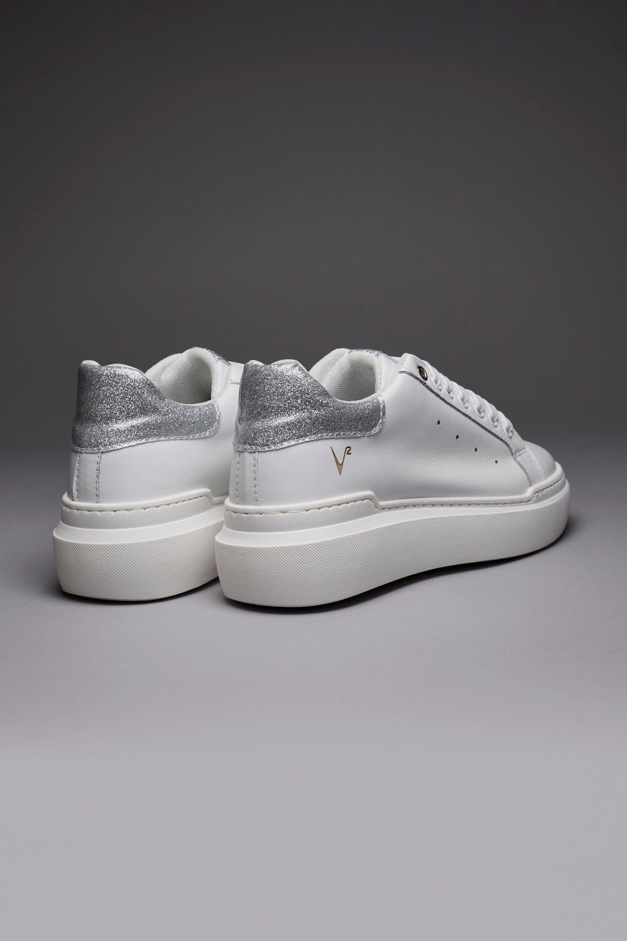 VEGA - Sneakers a suola alta retro Glitter Argento