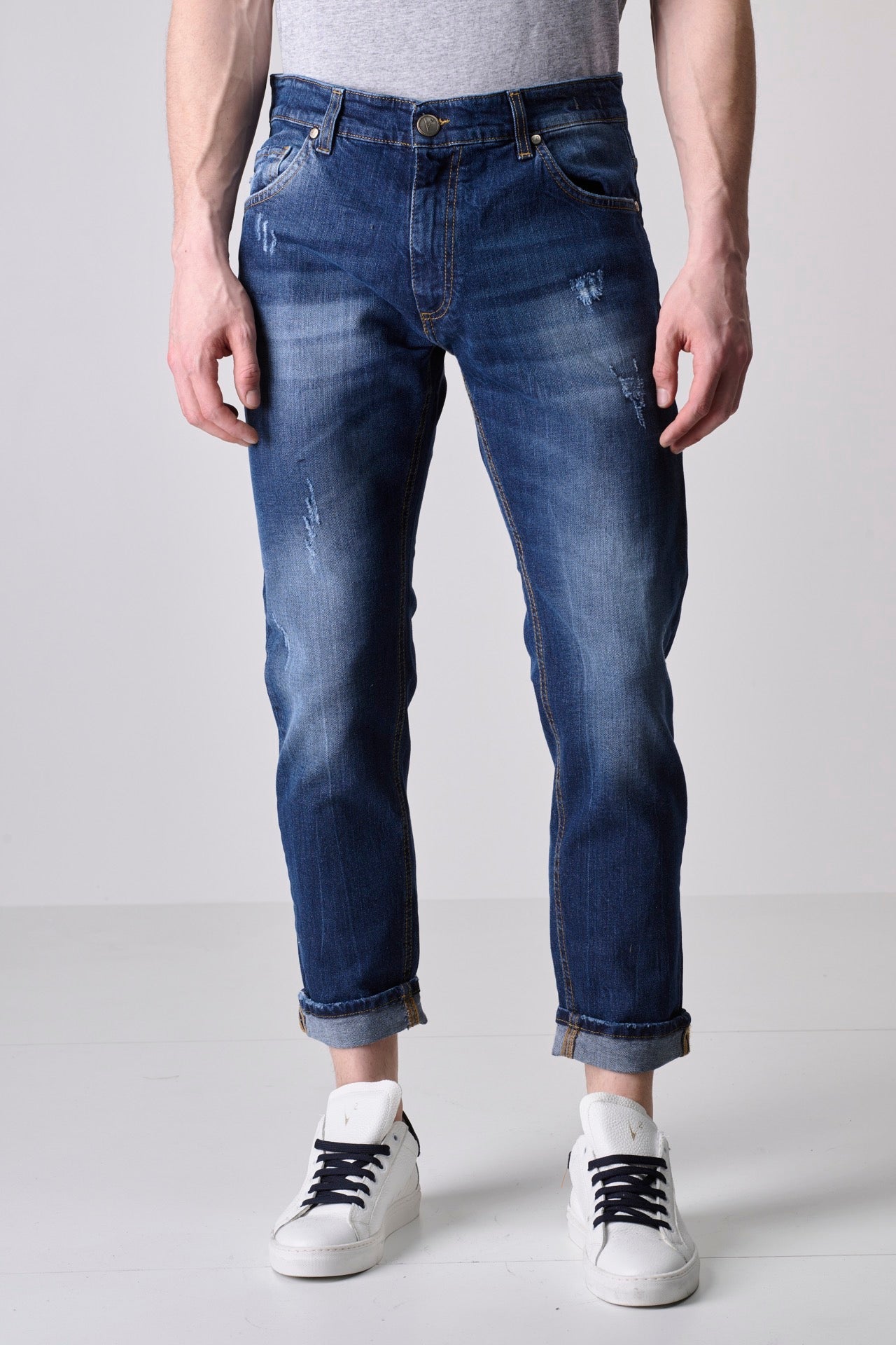 LONDON - Slim Fit Jeans - Blue with Fabric Pocket V2