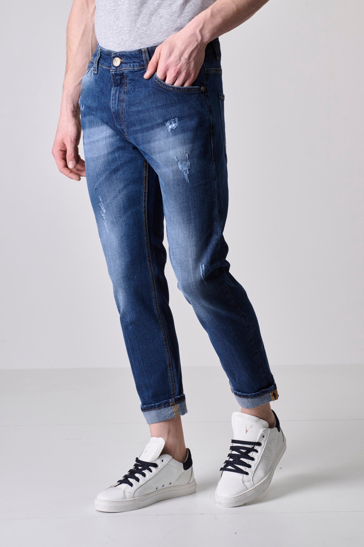 LONDON - Slim Fit Jeans - Blue with Fabric Pocket V2