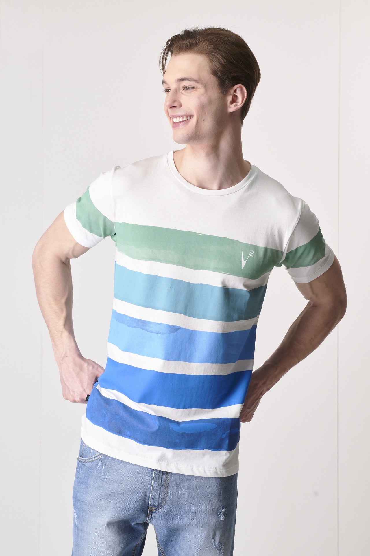 T-Shirt a righe Multicolor Blu