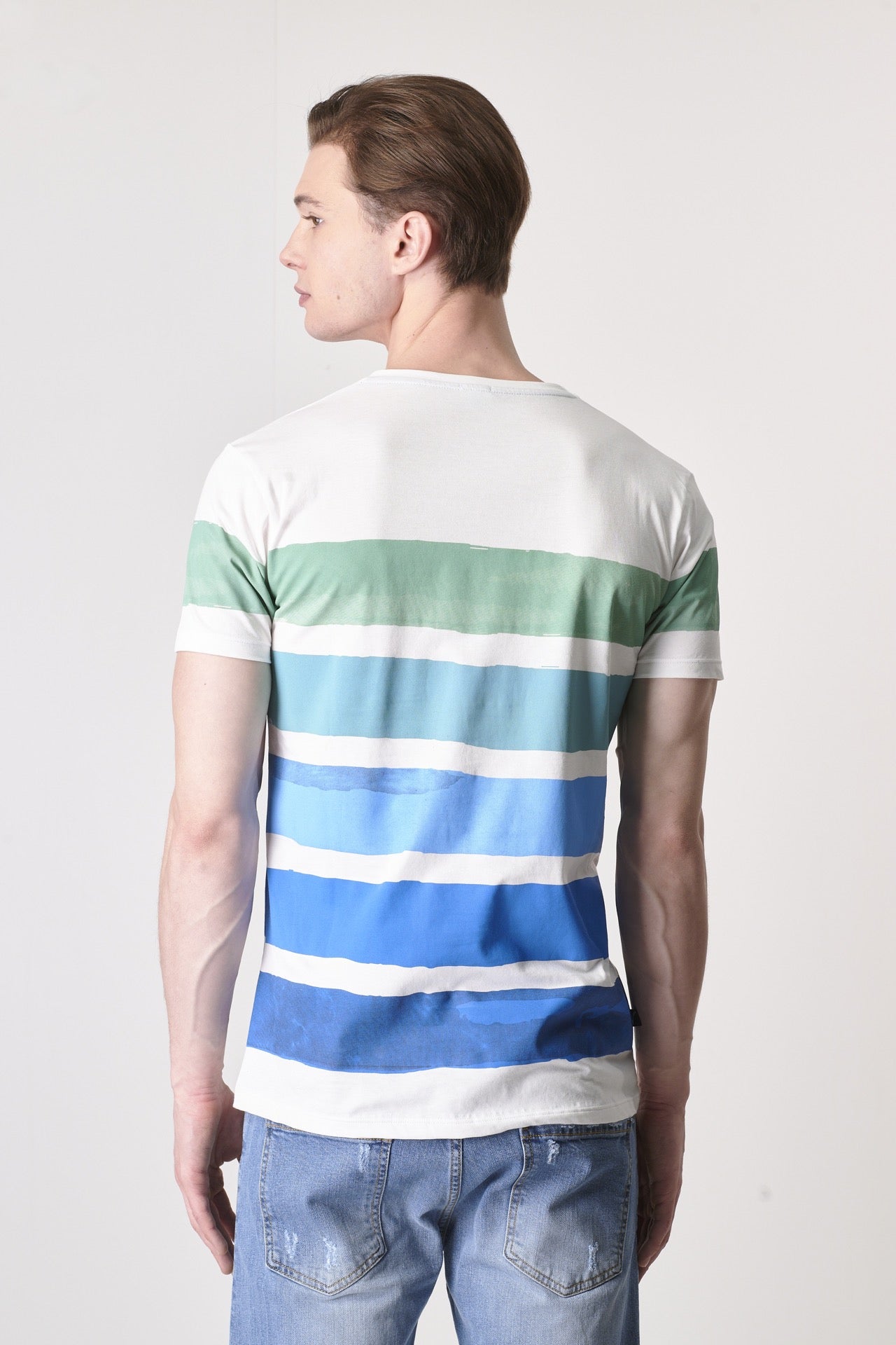 T-Shirt a righe Multicolor Blu