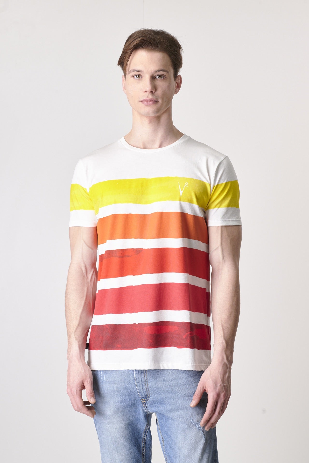 Red Multicolor Striped T-Shirt