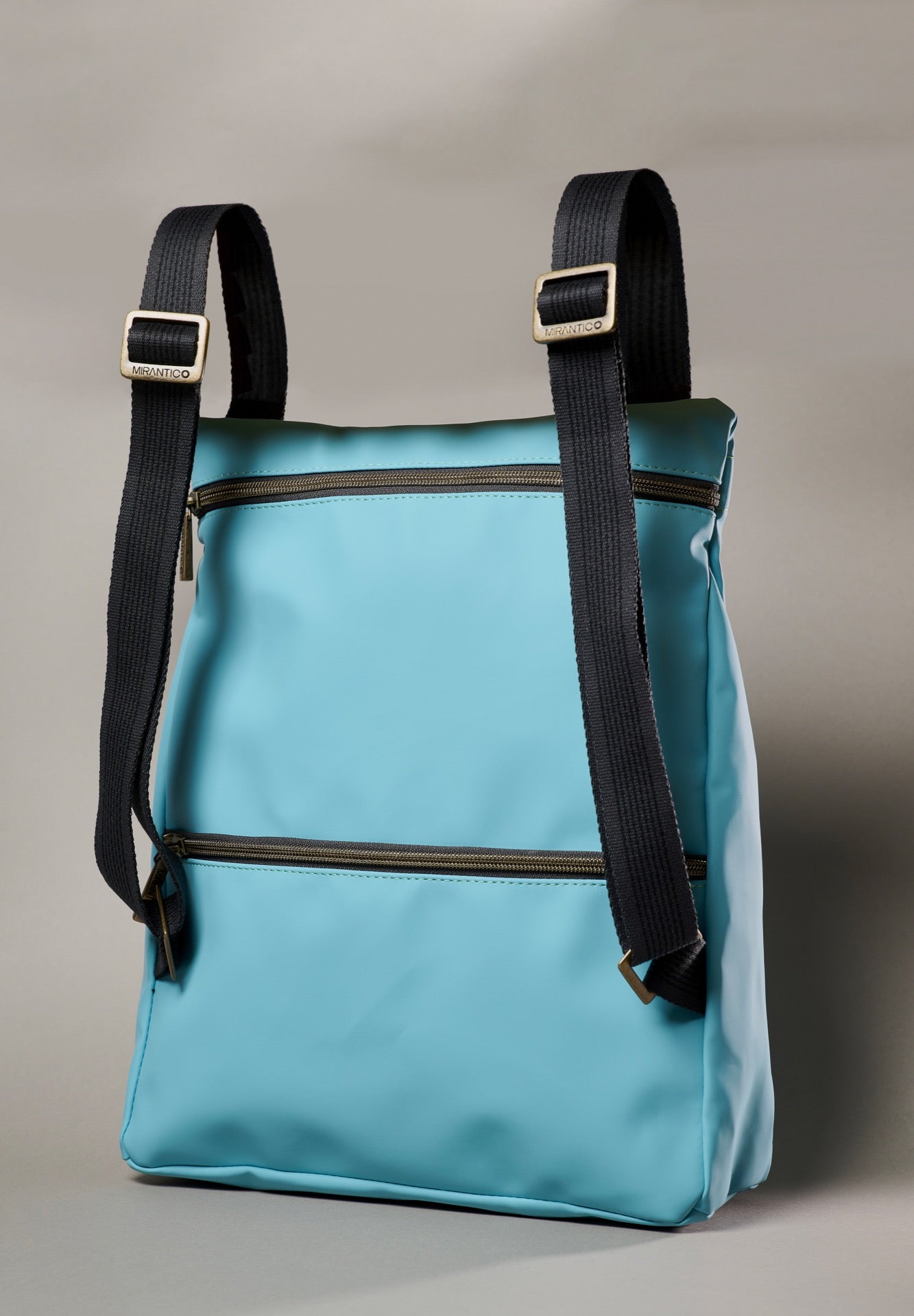 V2 x Mirantico - Light Blue Memo Bag Backpack with Pocket in Black Cashmere fabric