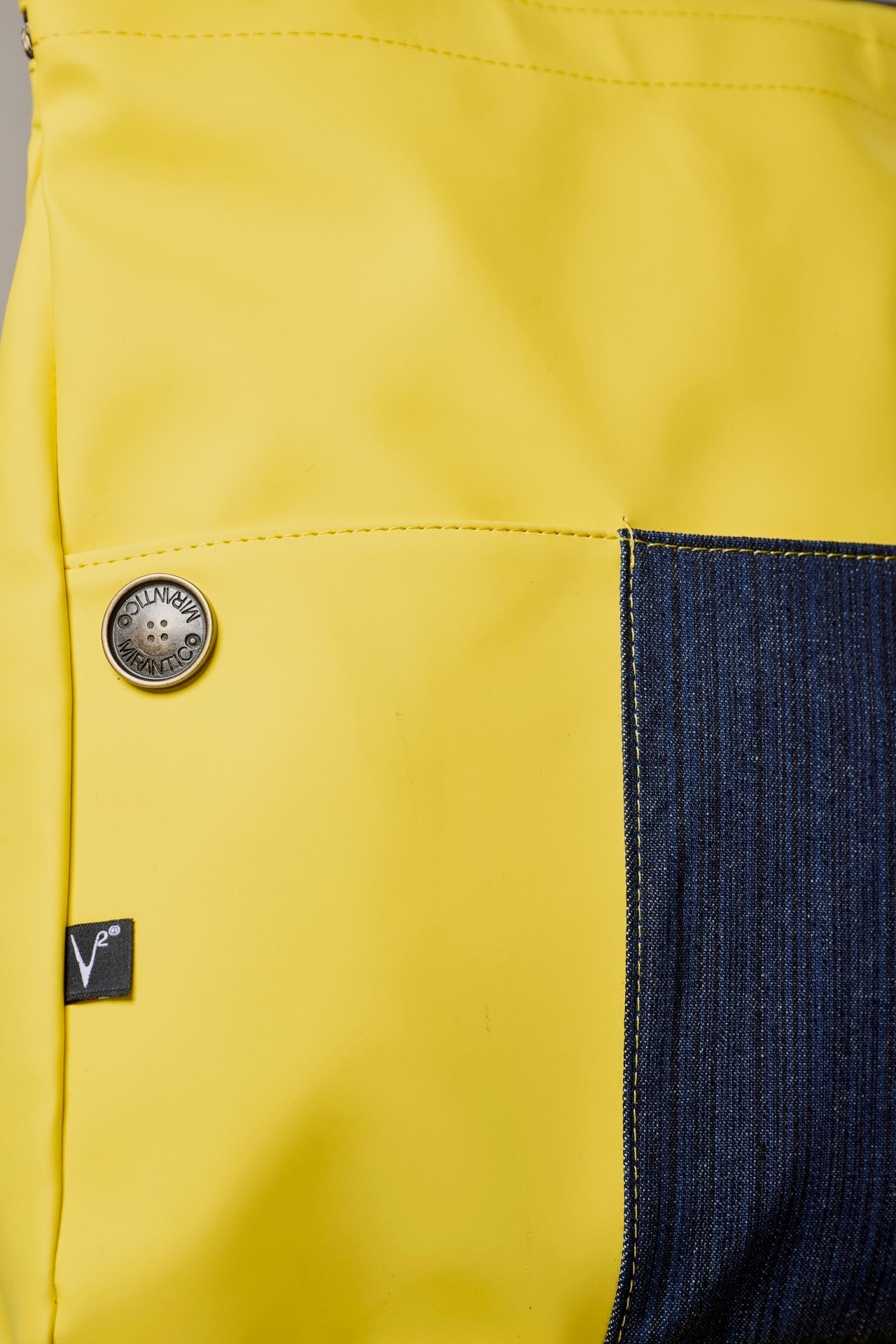 V2 x Mirantico - Zaino Memo Bag Giallo con Tasca in tessuto Jeans