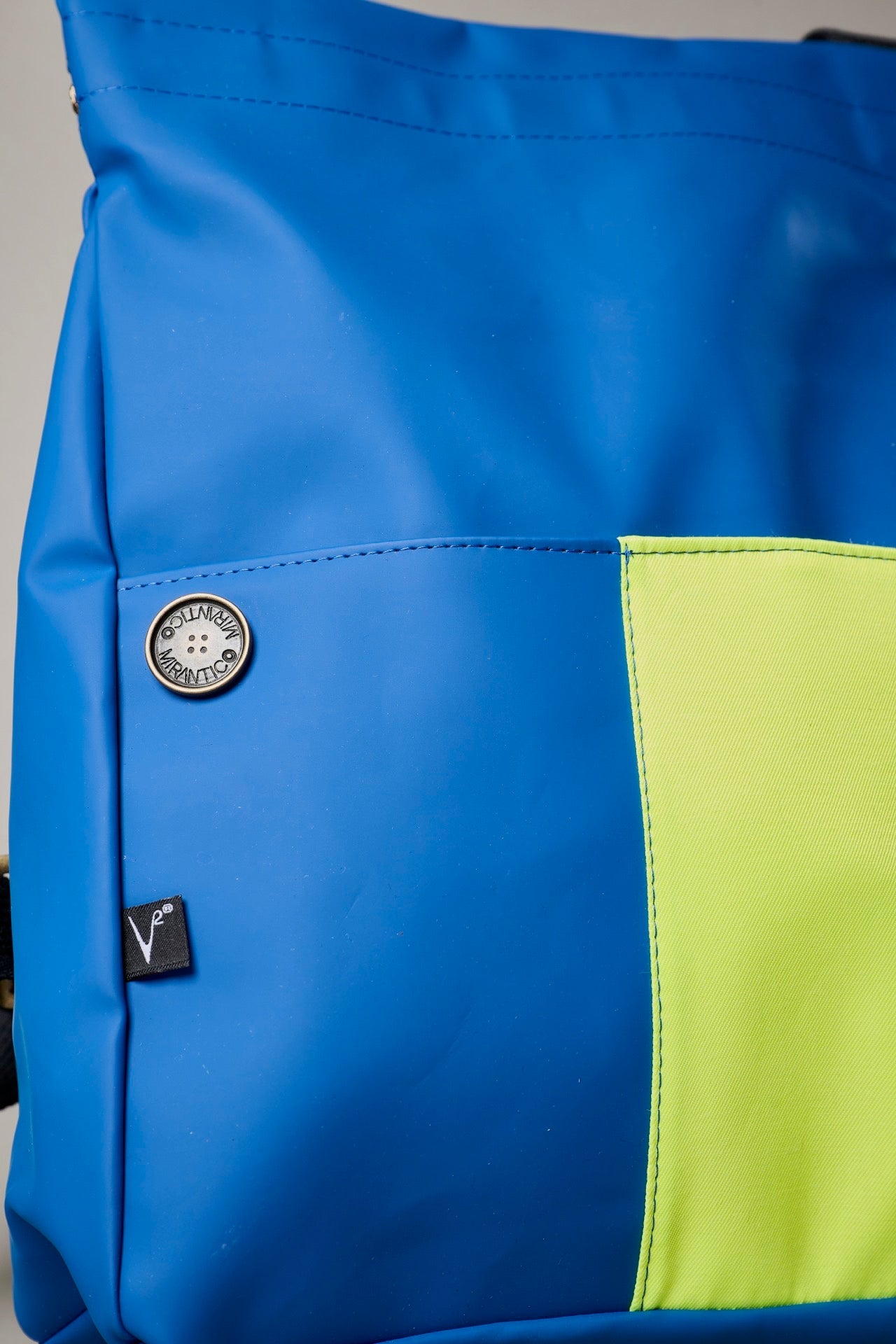V2 x Mirantico - Royal Blue Memo Bag Backpack with Fluo Yellow Fabric Pocket