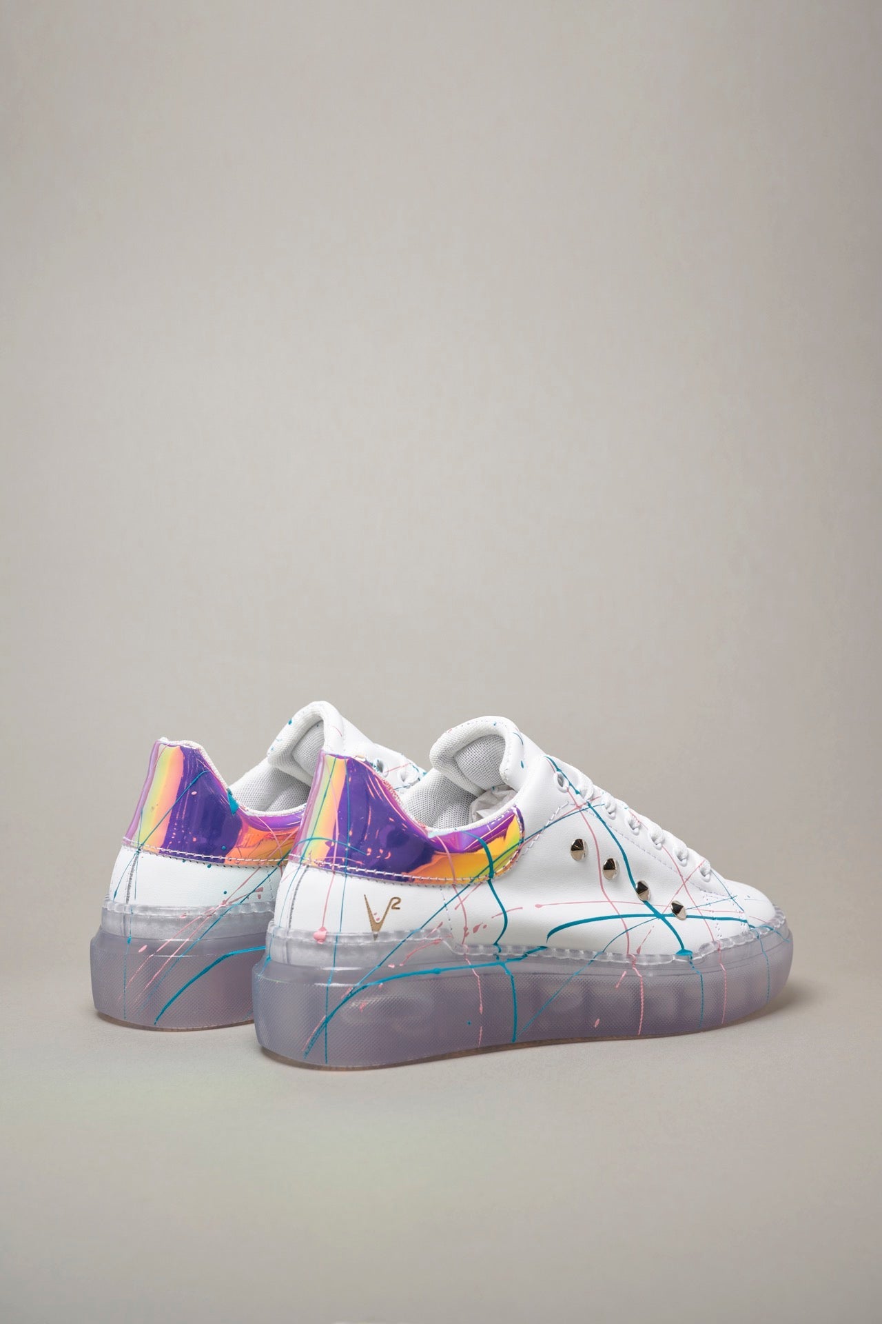 GALAXY - Sneakers with transparent mirror high sole with studs and splashes of paint