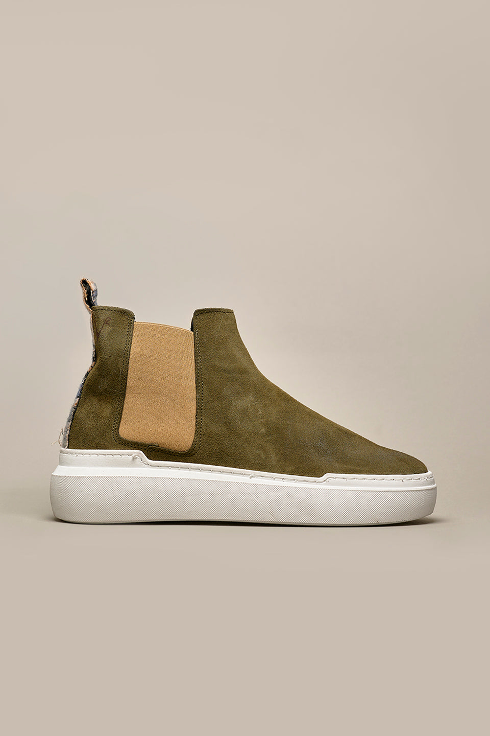 SHERLOCK - Green Suede Ankle Boot with Fabric Back V2