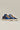 OLYMPIC - Sneakers a suola bassa in pelle martellata Blu con retro e inserto Cammello
