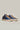 OLYMPIC - Sneakers a suola bassa in pelle martellata Blu con linguetta in tessuto Principe di Galles