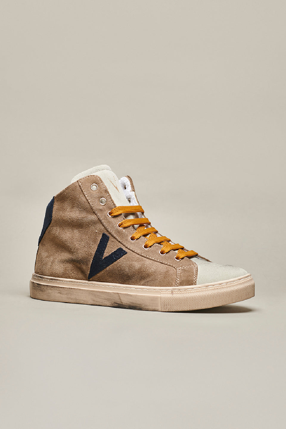OLYMPIC MID - Moro high sneakers with blue back and insert