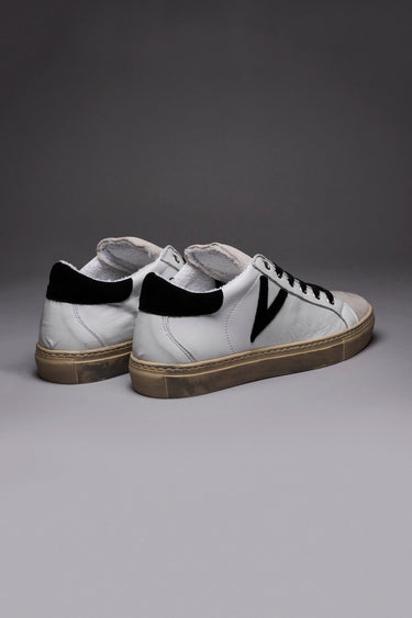OLYMPIC - White low sole sneakers with Black suede back and insert