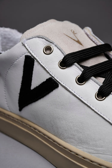 OLYMPIC - White low sole sneakers with Black suede back and insert